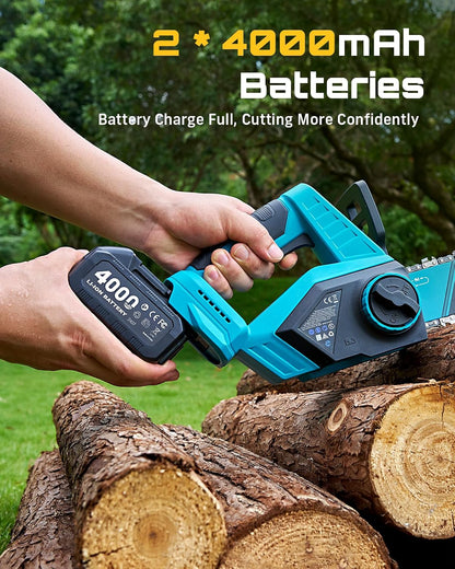 4-in-1 Electric Mini Chainsaw, Battery Hedge Trimmer & Pruner Combo
