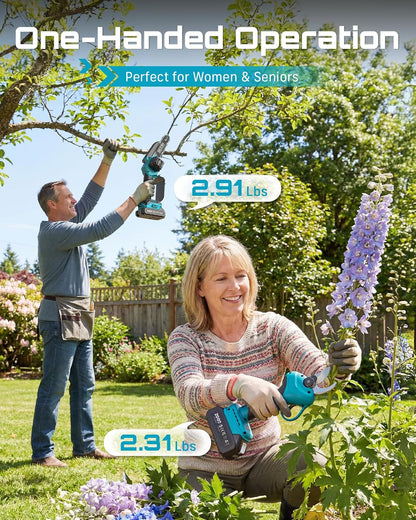 4-in-1 Electric Mini Chainsaw, Battery Hedge Trimmer & Pruner Combo