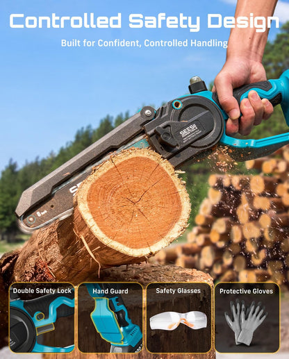 4-in-1 Electric Mini Chainsaw, Battery Hedge Trimmer & Pruner Combo
