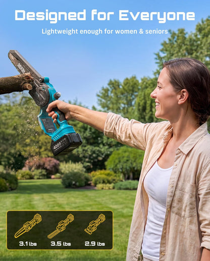 4-in-1 Electric Mini Chainsaw, Battery Hedge Trimmer & Pruner Combo