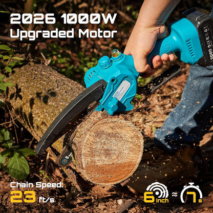 4-in-1 Electric Mini Chainsaw, Battery Hedge Trimmer & Pruner Combo