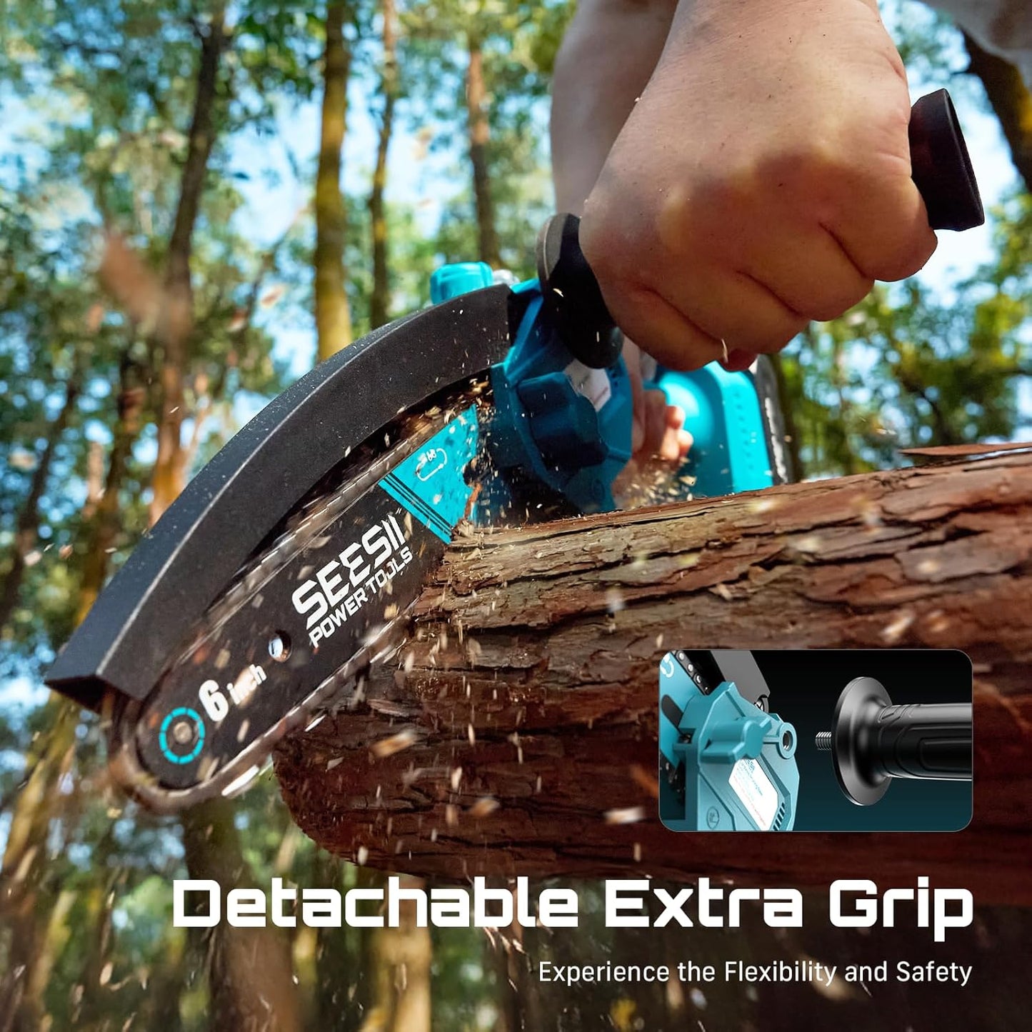 4-in-1 Electric Mini Chainsaw, Battery Hedge Trimmer & Pruner Combo