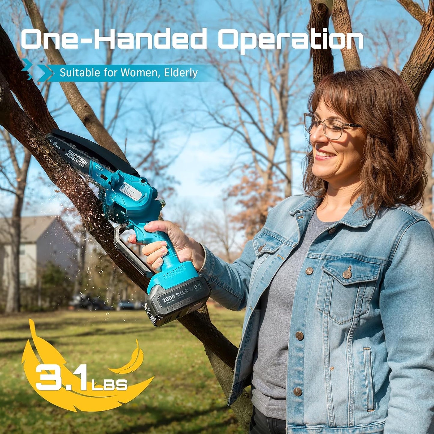 4-in-1 Electric Mini Chainsaw, Battery Hedge Trimmer & Pruner Combo