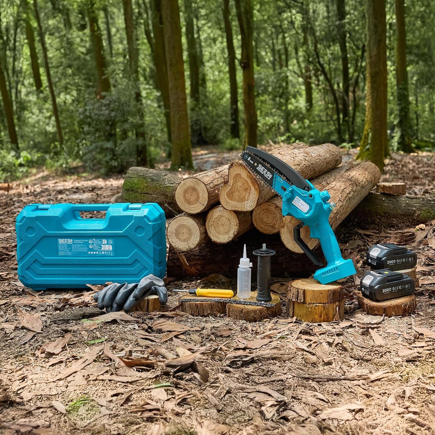 4-in-1 Electric Mini Chainsaw, Battery Hedge Trimmer & Pruner Combo