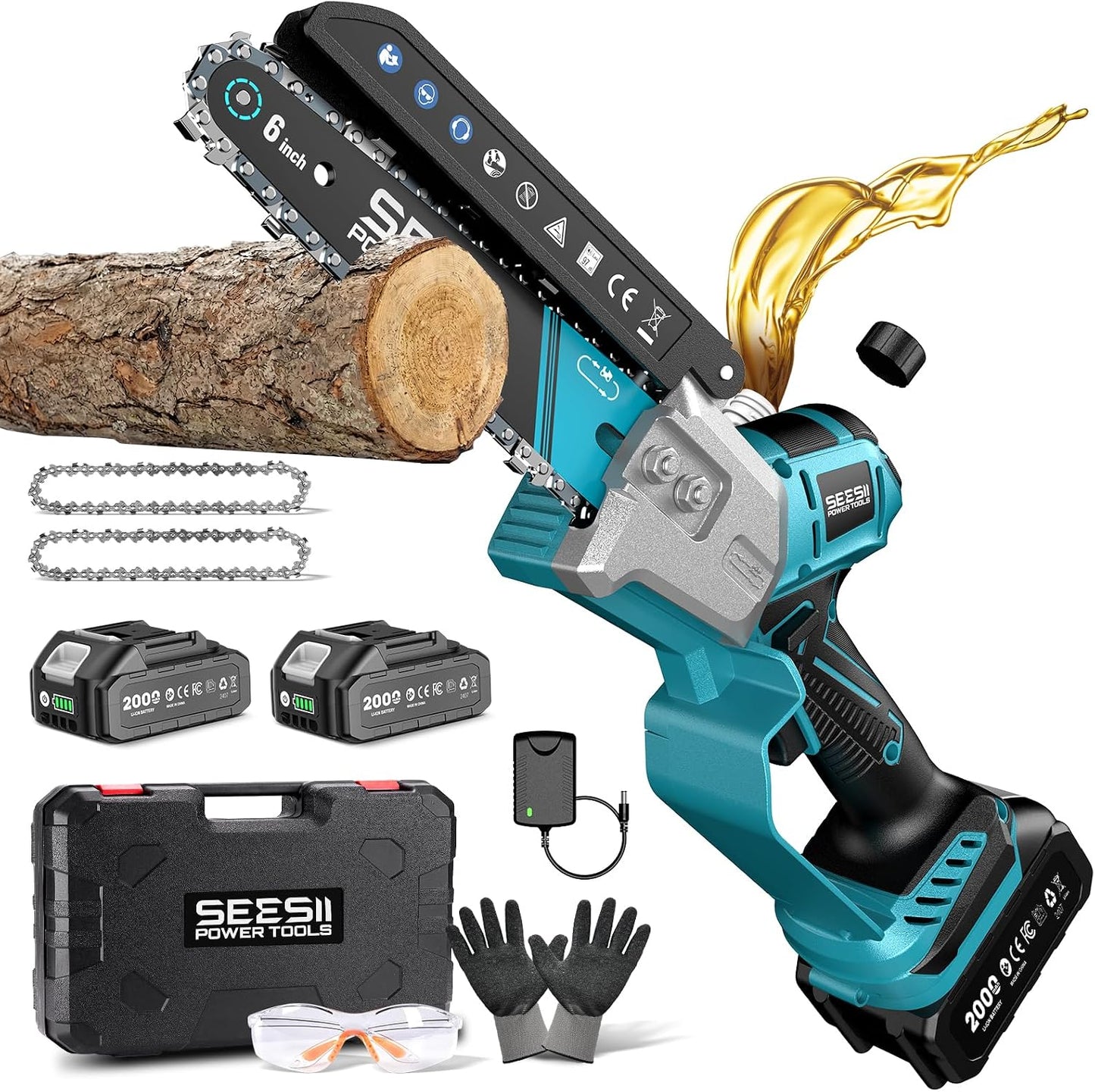 4-in-1 Electric Mini Chainsaw, Battery Hedge Trimmer & Pruner Combo