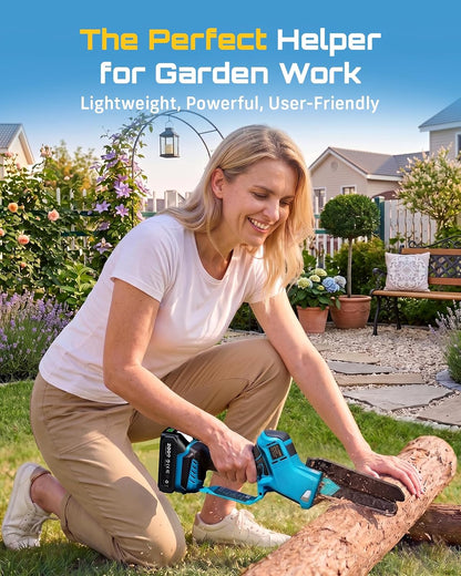 4-in-1 Electric Mini Chainsaw, Battery Hedge Trimmer & Pruner Combo