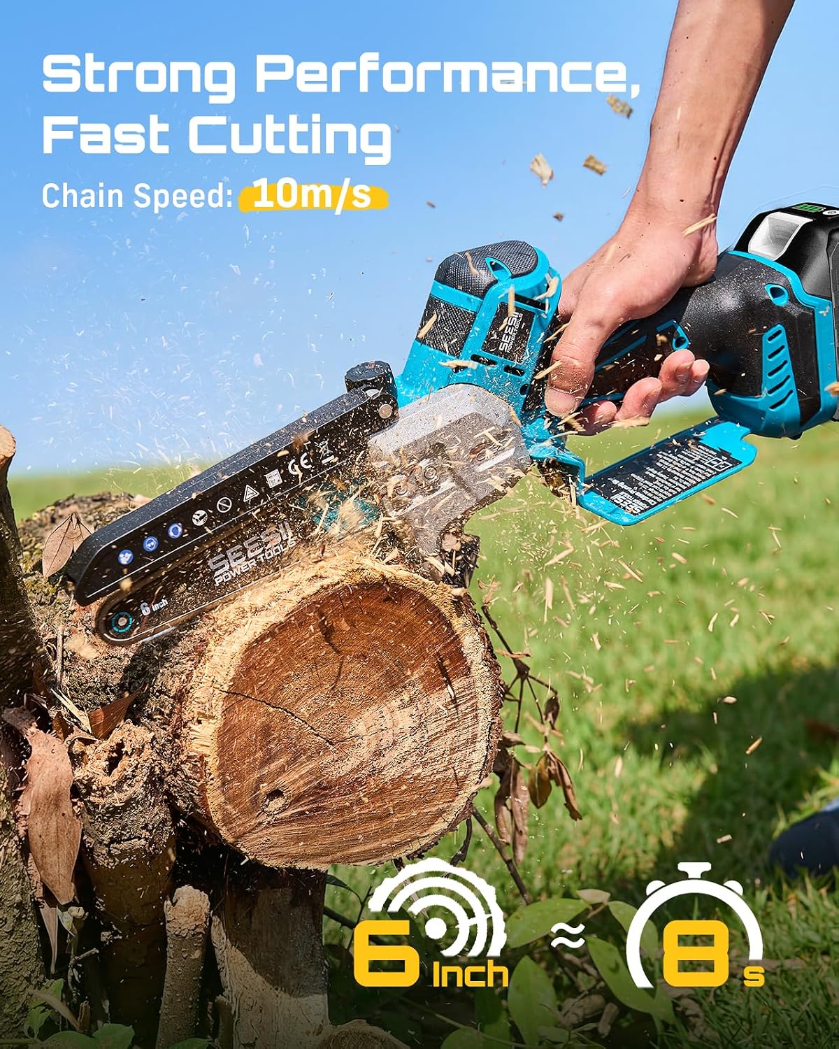 4-in-1 Electric Mini Chainsaw, Battery Hedge Trimmer & Pruner Combo