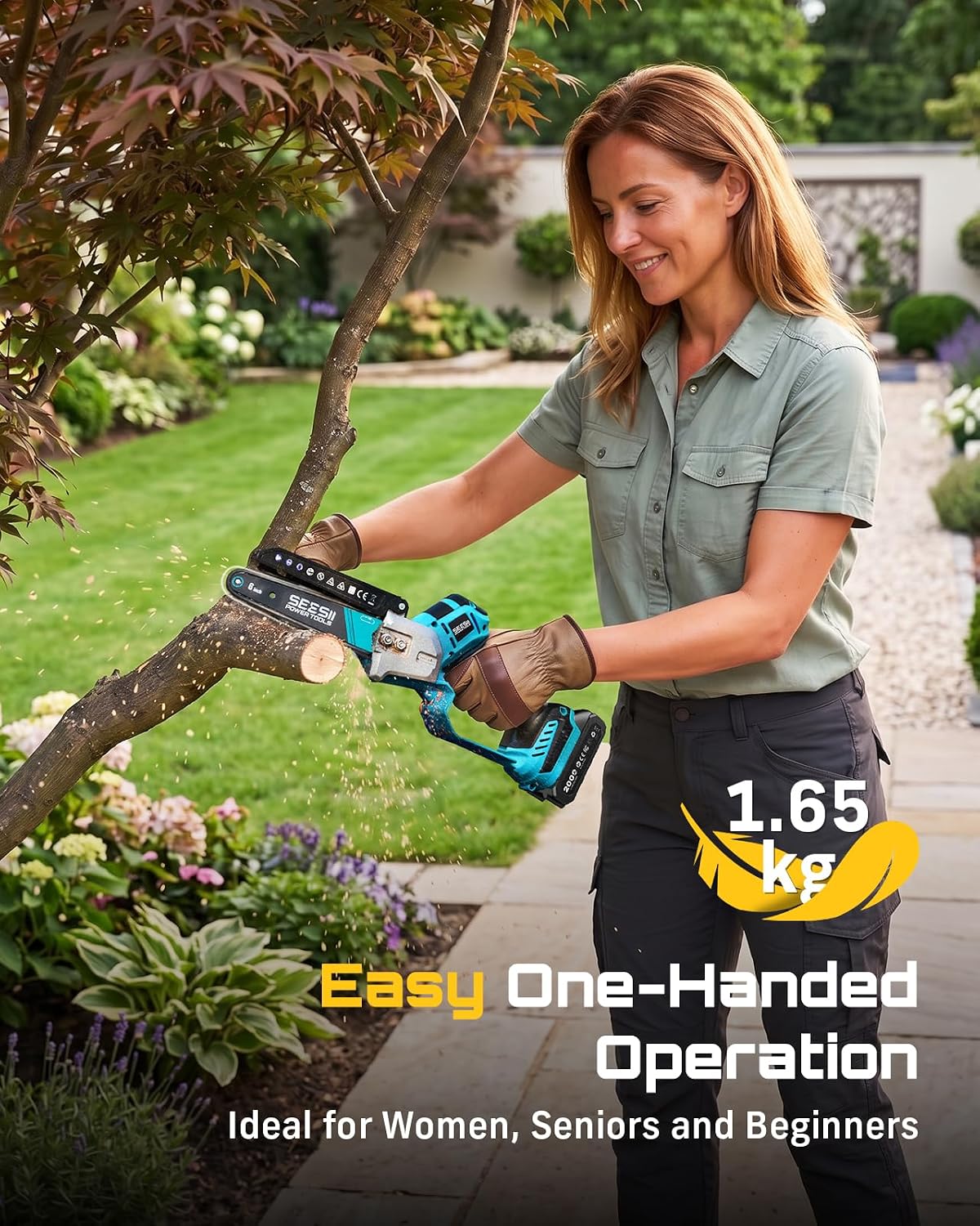 4-in-1 Electric Mini Chainsaw, Battery Hedge Trimmer & Pruner Combo