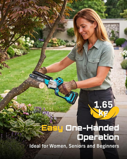 4-in-1 Electric Mini Chainsaw, Battery Hedge Trimmer & Pruner Combo
