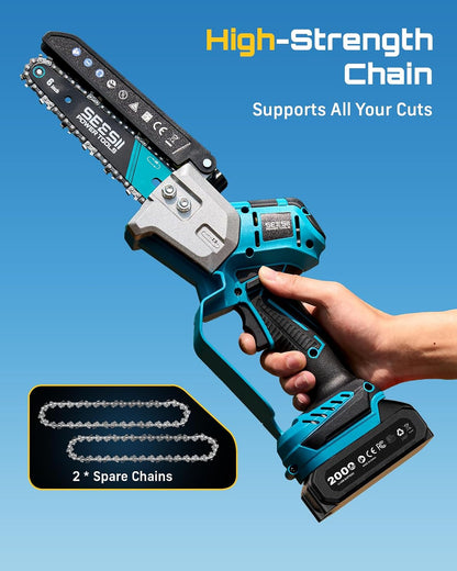 4-in-1 Electric Mini Chainsaw, Battery Hedge Trimmer & Pruner Combo