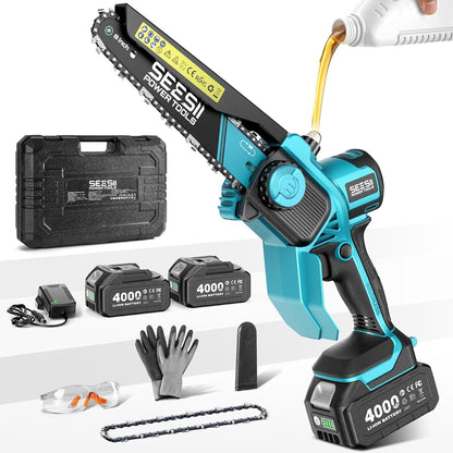 4-in-1 Electric Mini Chainsaw, Battery Hedge Trimmer & Pruner Combo