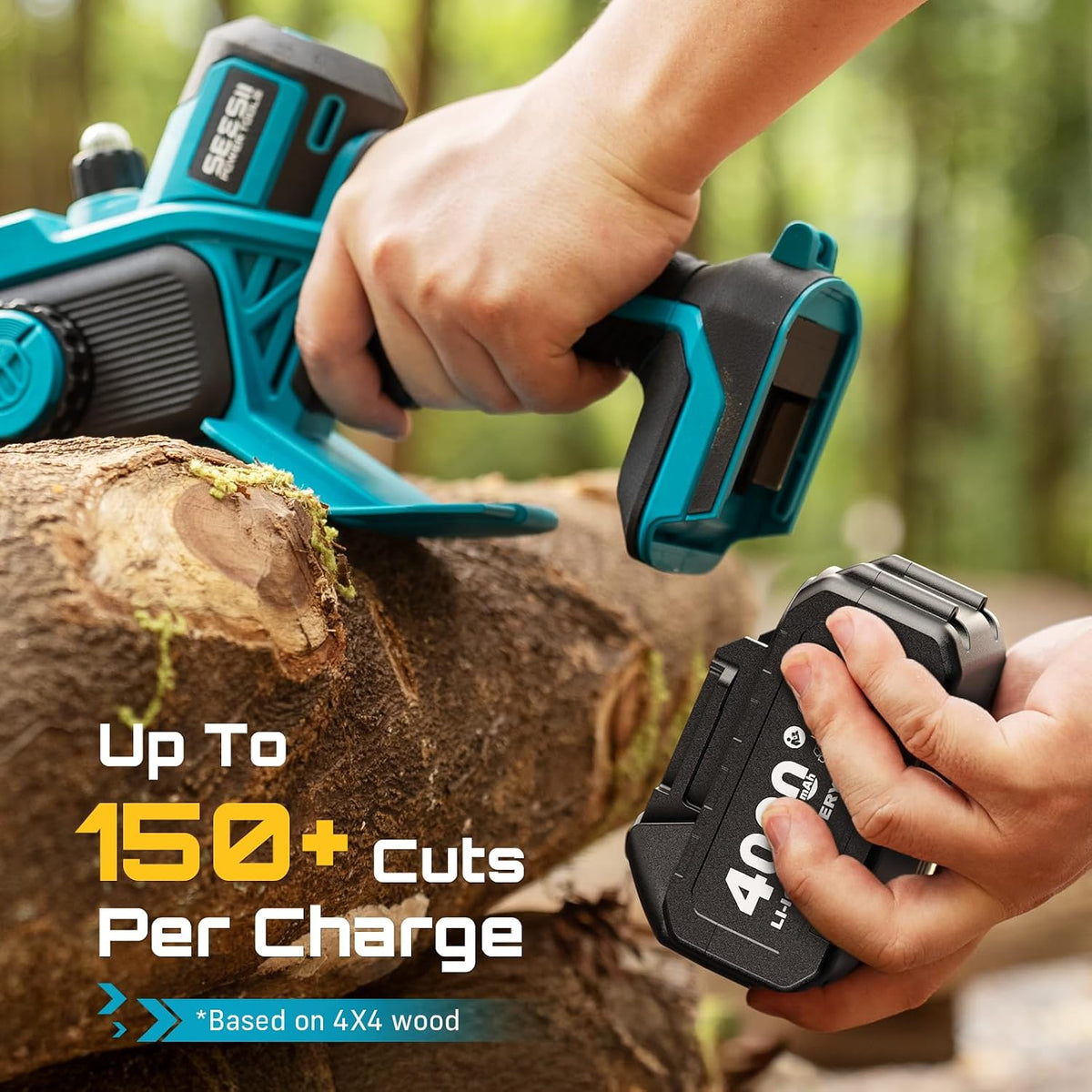 4-in-1 Electric Mini Chainsaw, Battery Hedge Trimmer & Pruner Combo