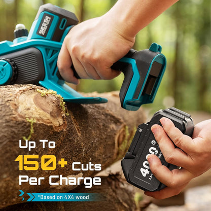 4-in-1 Electric Mini Chainsaw, Battery Hedge Trimmer & Pruner Combo