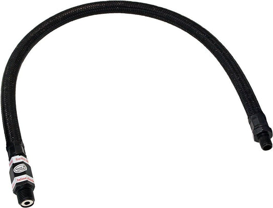 Stainless Steel Air Compressor Braided Leader Hose with Check Valve 1/8" NPT Male to 1/4" NPT Male 20inch Black VXA7332B