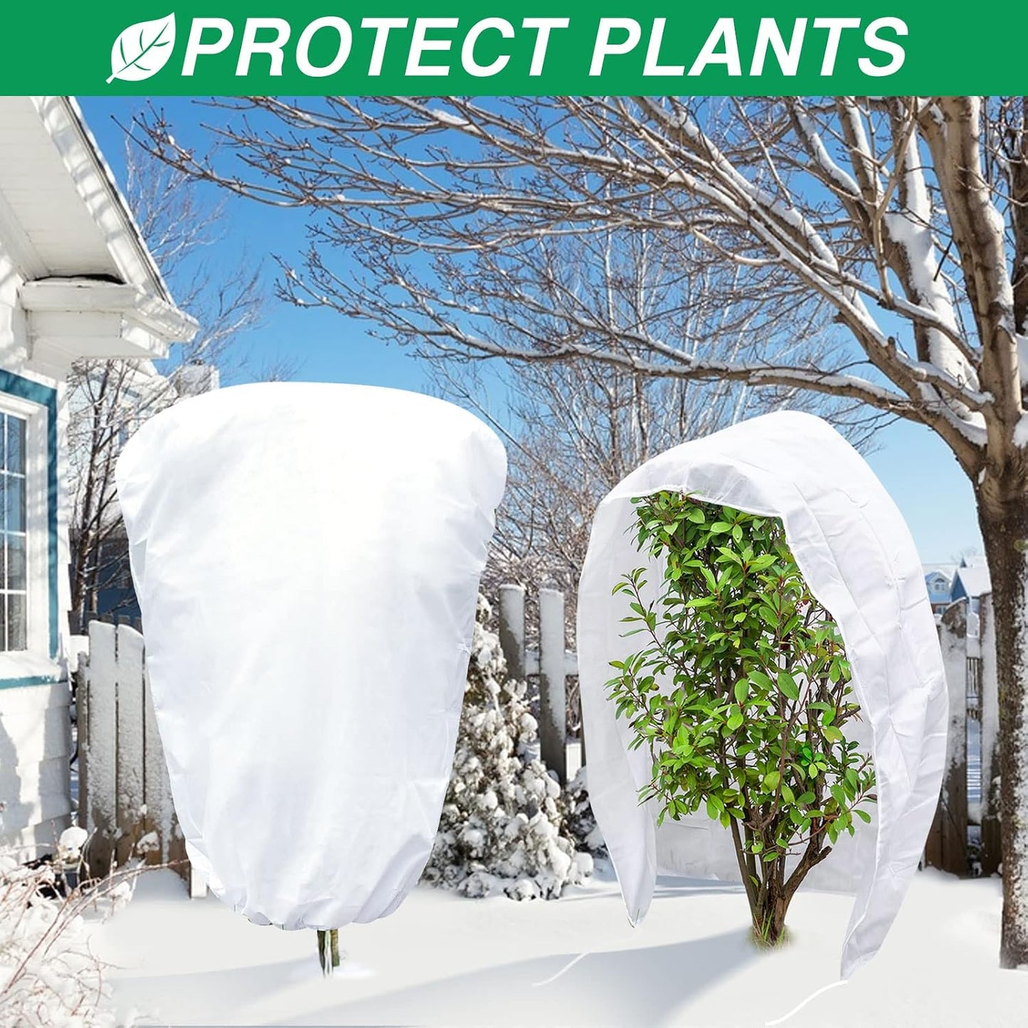 2 Pcs Plant Covers Freeze Protection, Frost Cloth Plant Freeze Protection