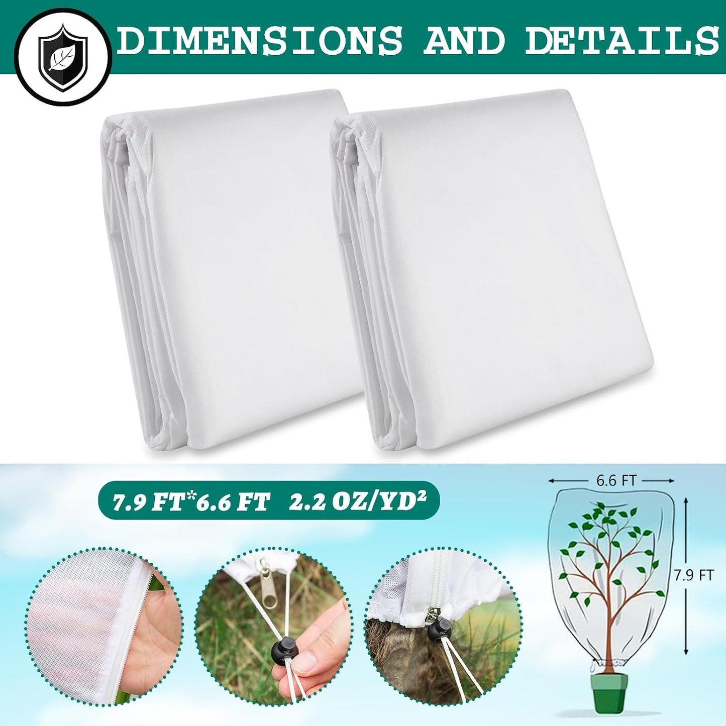 2 Pcs Plant Covers Freeze Protection, Frost Cloth Plant Freeze Protection
