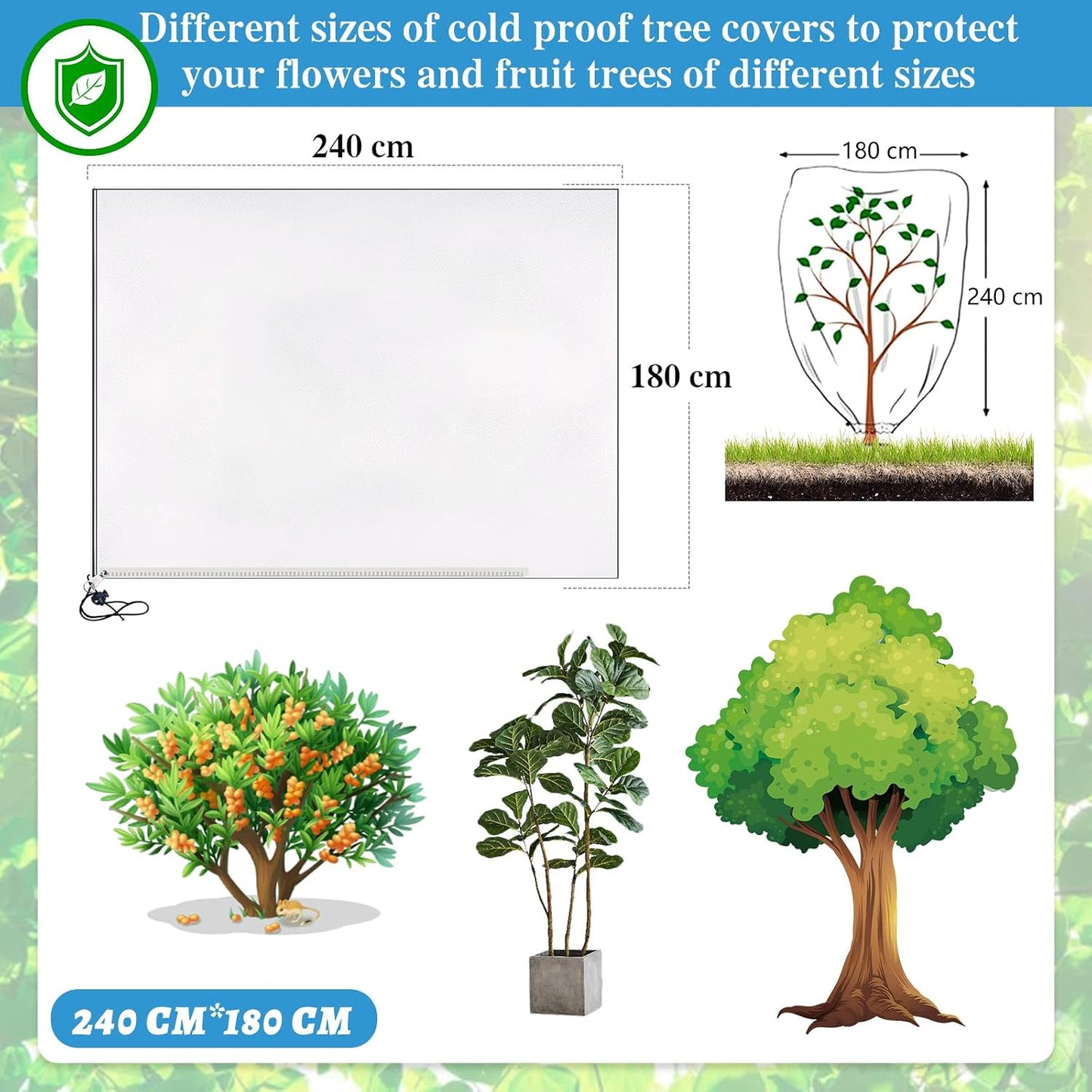 2 Pcs Plant Covers Freeze Protection, Frost Cloth Plant Freeze Protection