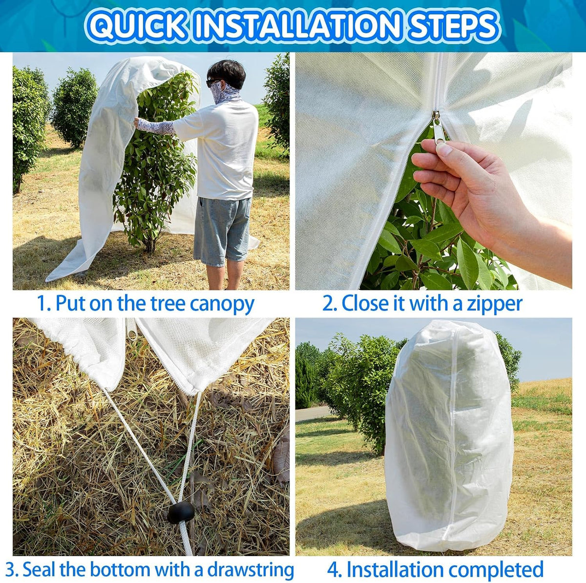 2 Pcs Plant Covers Freeze Protection, Frost Cloth Plant Freeze Protection