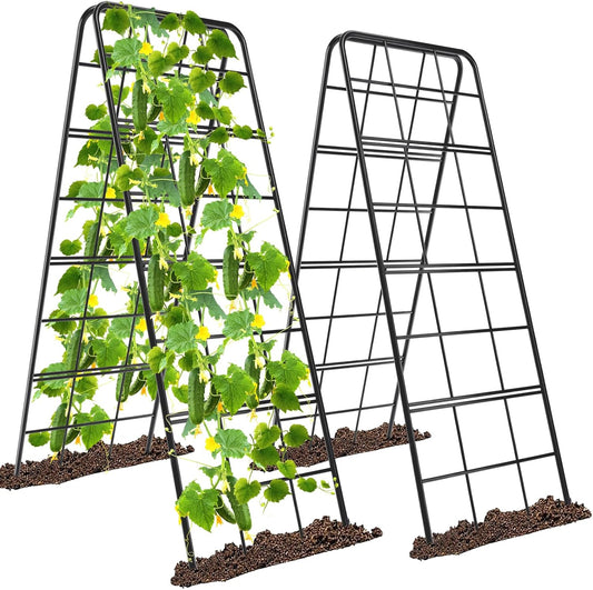 2 Pack 49"x16.3" Adjustable Garden Trellis, A Frame Cucumber Trellis
