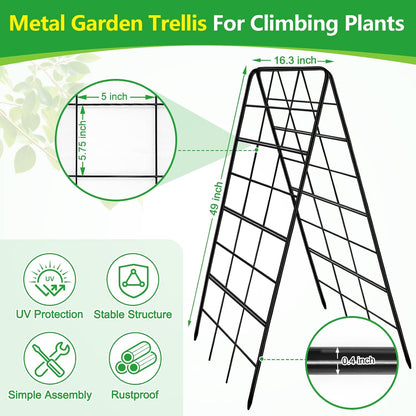 2 Pack 49"x16.3" Adjustable Garden Trellis, A Frame Cucumber Trellis