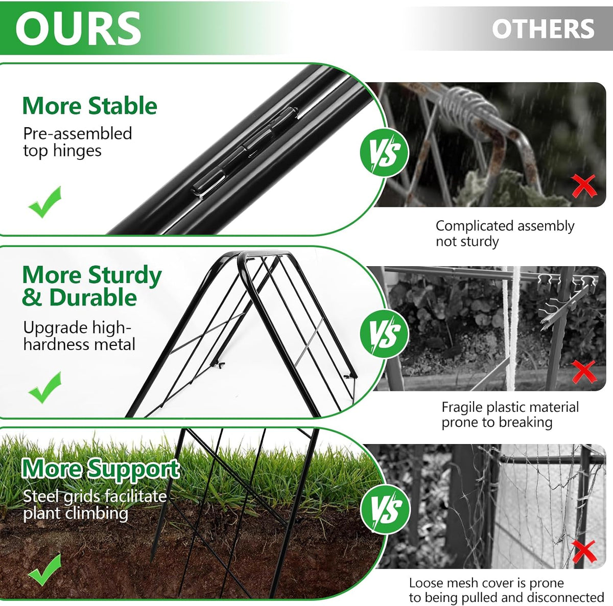 2 Pack 49"x16.3" Adjustable Garden Trellis, A Frame Cucumber Trellis