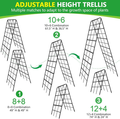 2 Pack 49"x16.3" Adjustable Garden Trellis, A Frame Cucumber Trellis