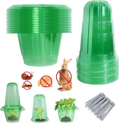 Slug Collars and Garden Cloches Set，Provides Effective Protection Against Snails for Your Salad Plants and Others Plants.(15 Pack)