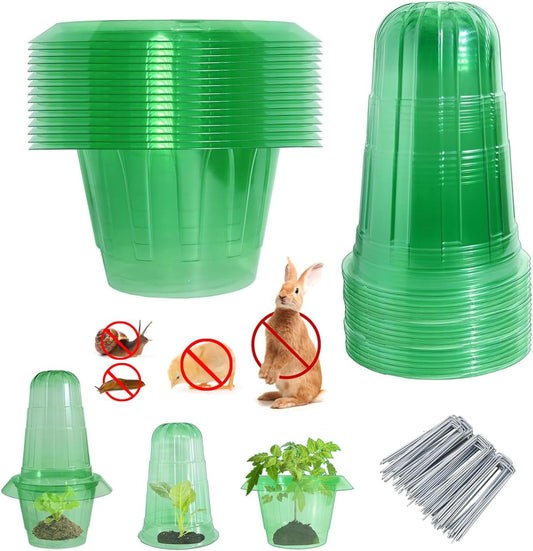 Slug Collars and Garden Cloches Set，Provides Effective Protection Against Snails for Your Salad Plants and Others Plants.(15 Pack)