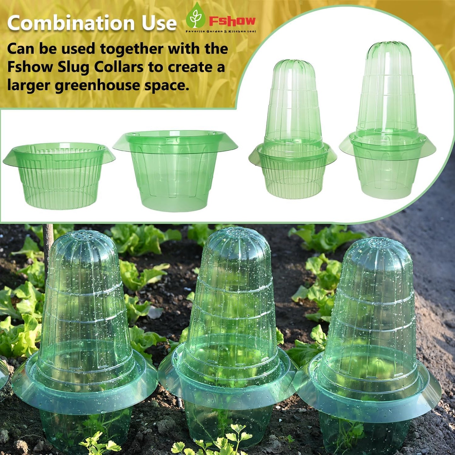 Slug Collars and Garden Cloches Set，Provides Effective Protection Against Snails for Your Salad Plants and Others Plants.(15 Pack)