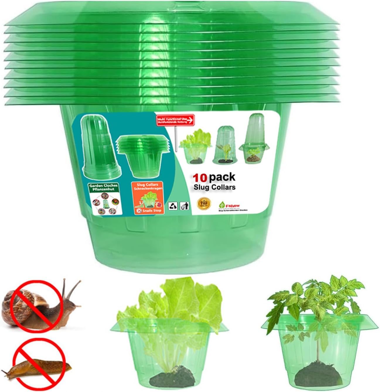 Slug Collars and Garden Cloches Set，Provides Effective Protection Against Snails for Your Salad Plants and Others Plants.(15 Pack)