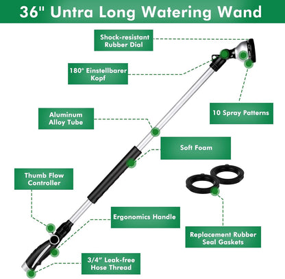 36” Watering Wand for Garden Hose, Heavy Duty Hose Sprayer Nozzle