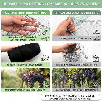 Bird Netting 7.5x100 FT Heavy Duty 1/2 Inch Mesh Garden Netting