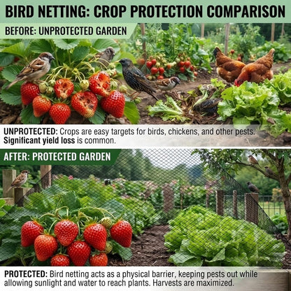 Bird Netting 7.5x100 FT Heavy Duty 1/2 Inch Mesh Garden Netting