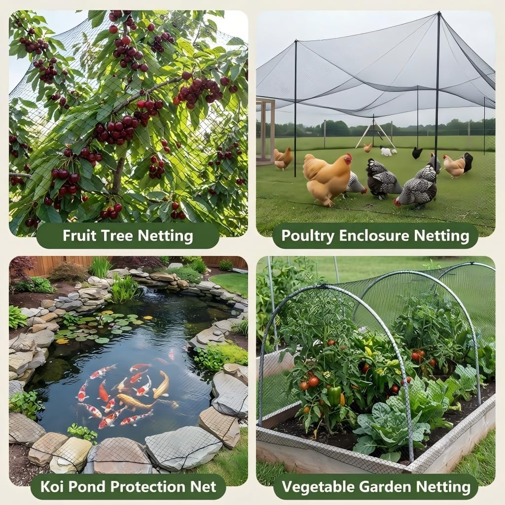 Bird Netting 7.5x100 FT Heavy Duty 1/2 Inch Mesh Garden Netting