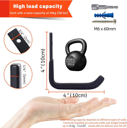 4 Pack Garage Storage Hooks, 4 Inch Wall Mount Ladder Hangers