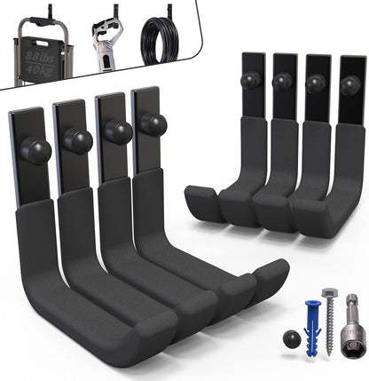 4 Pack Garage Storage Hooks, 4 Inch Wall Mount Ladder Hangers
