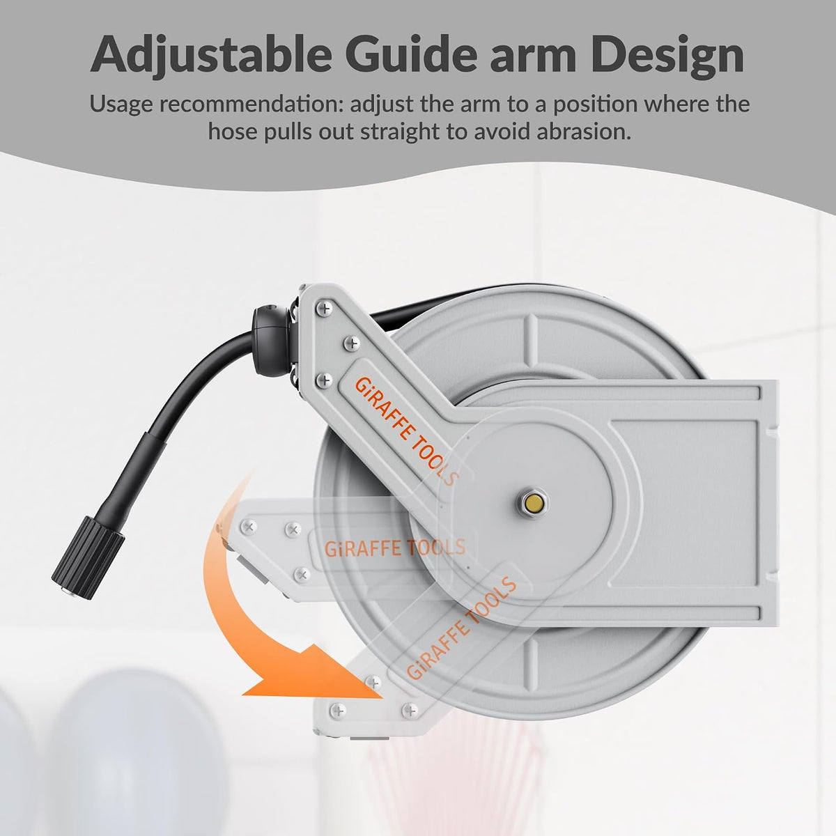 Pressure Washer Hose Reel 60ft, 2600 PSI Power Washer Hose Reel, Pressure Washer Retractable Hose Reel, Heavy Duty, Wall/Floor Mounted