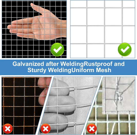 19 Gauge Hardware Cloth, 1/2 inch Chicken Wire Fence, Galvanized Welded Cage Wire Mesh Roll Supports Poultry Netting Cage Fence…