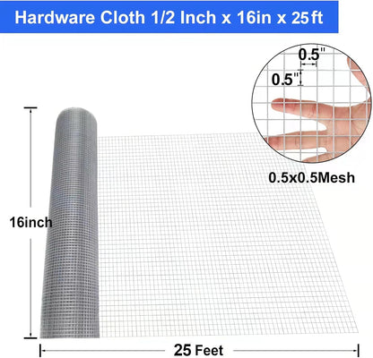 19 Gauge Hardware Cloth, 1/2 inch Chicken Wire Fence, Galvanized Welded Cage Wire Mesh Roll Supports Poultry Netting Cage Fence…
