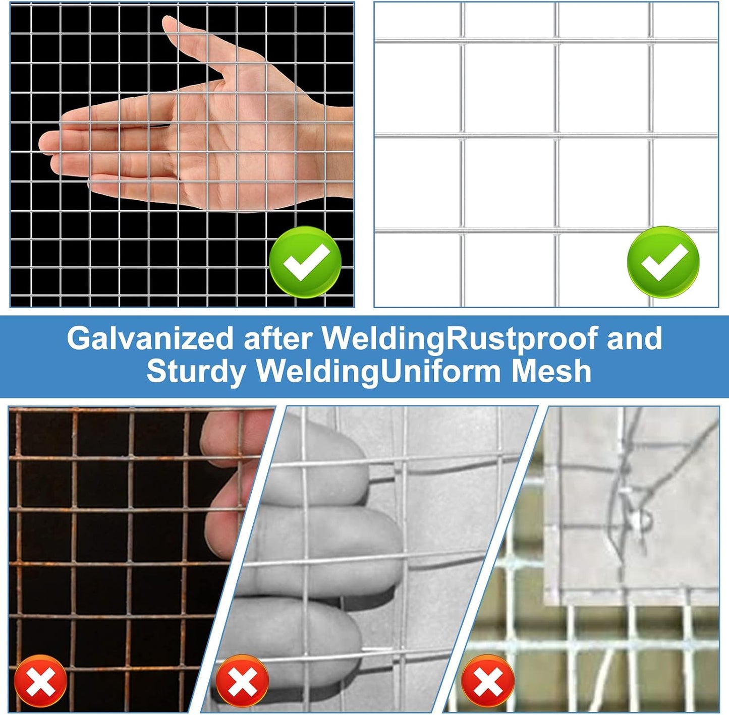 19 Gauge Hardware Cloth, 1/2 inch Chicken Wire Fence, Galvanized Welded Cage Wire Mesh Roll Supports Poultry Netting Cage Fence…