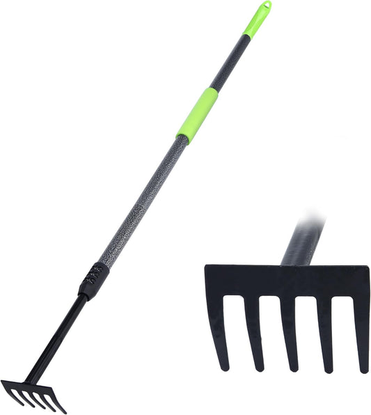 Hand Rake, Adjustable Handle Garden Small Rake Garden Tool