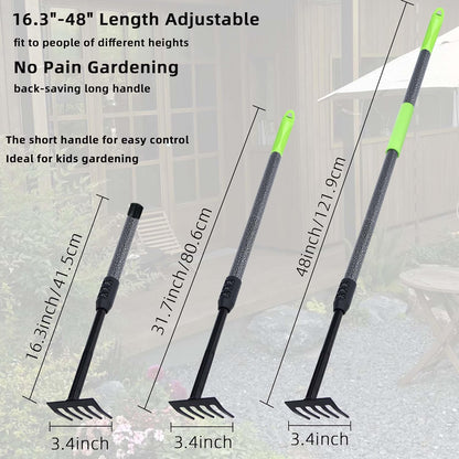 Hand Rake, Adjustable Handle Garden Small Rake Garden Tool