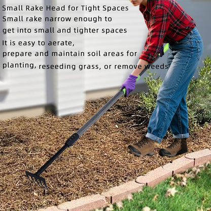Hand Rake, Adjustable Handle Garden Small Rake Garden Tool