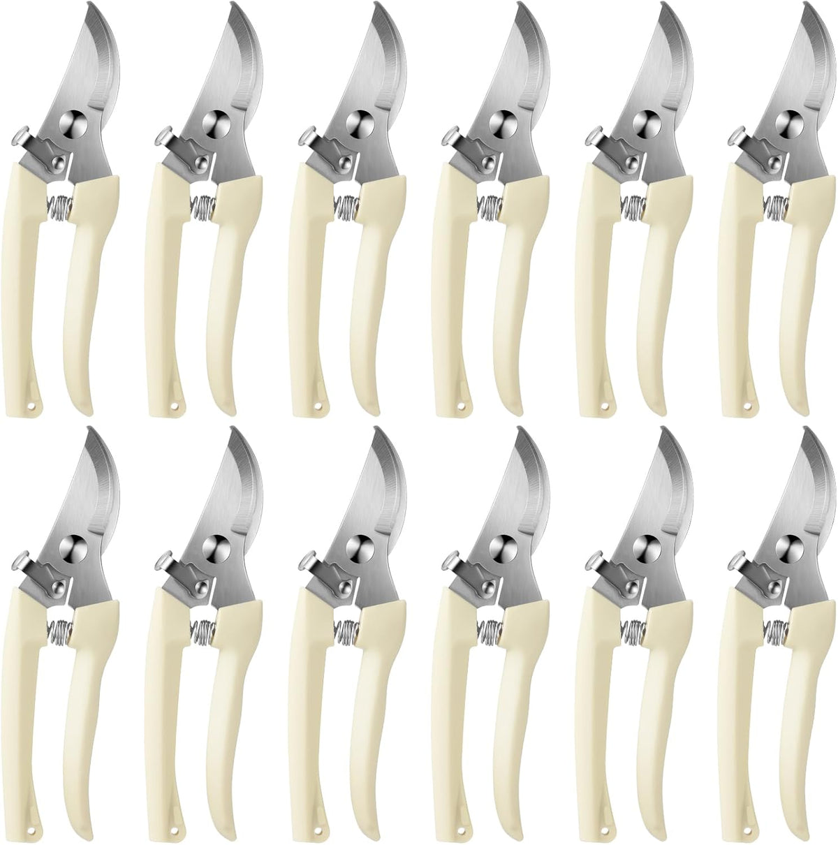 12 Pcs Garden Shears Flower Scissors Pruning Shears Floral Garden Clippers Hand Pruners Branch Cutter Gardening Tools for Plants Cutting, Trimming, Fruits Picking (Beige,Bypass, Straight)