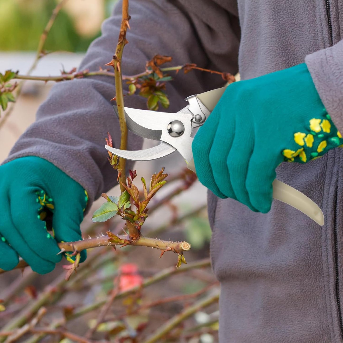 12 Pcs Garden Shears Flower Scissors Pruning Shears Floral Garden Clippers Hand Pruners Branch Cutter Gardening Tools for Plants Cutting, Trimming, Fruits Picking (Beige,Bypass, Straight)