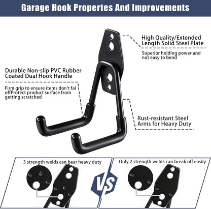 KOFANI Steel Garage Storage Hooks-16 Pack Black Heavy Duty Wall Mount Hooks