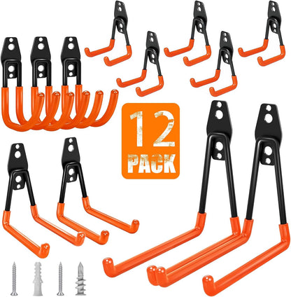 KOFANI Steel Garage Storage Hooks-16 Pack Black Heavy Duty Wall Mount Hooks