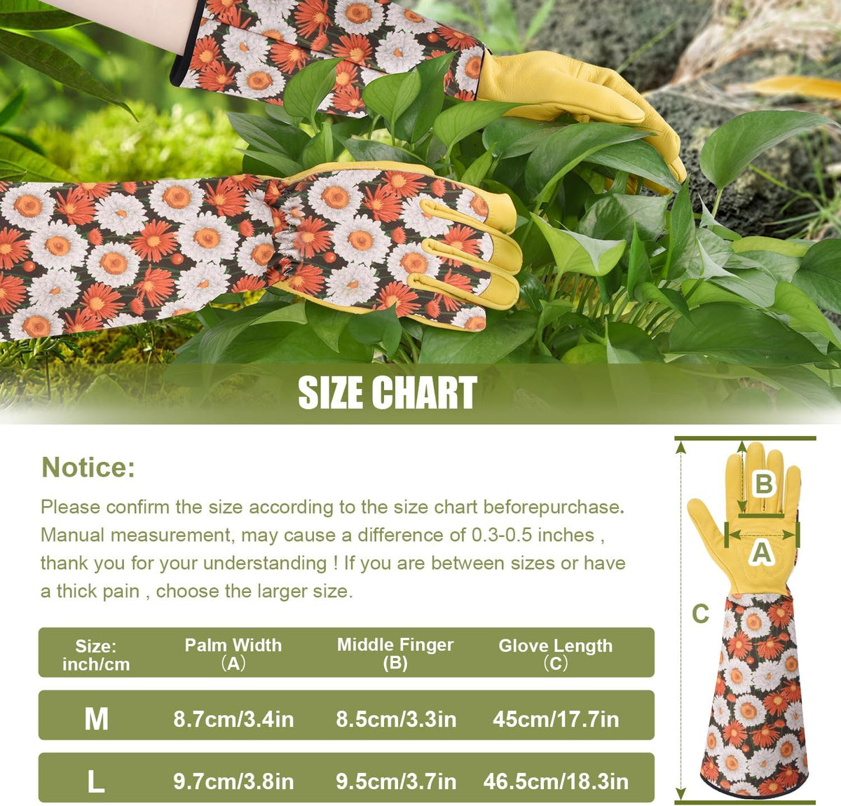 Long Gardening Gloves for Women Thorn Proof,Rose Pruning Cowhide Leather Garden Glove for Cactus, Rose and Blackberry