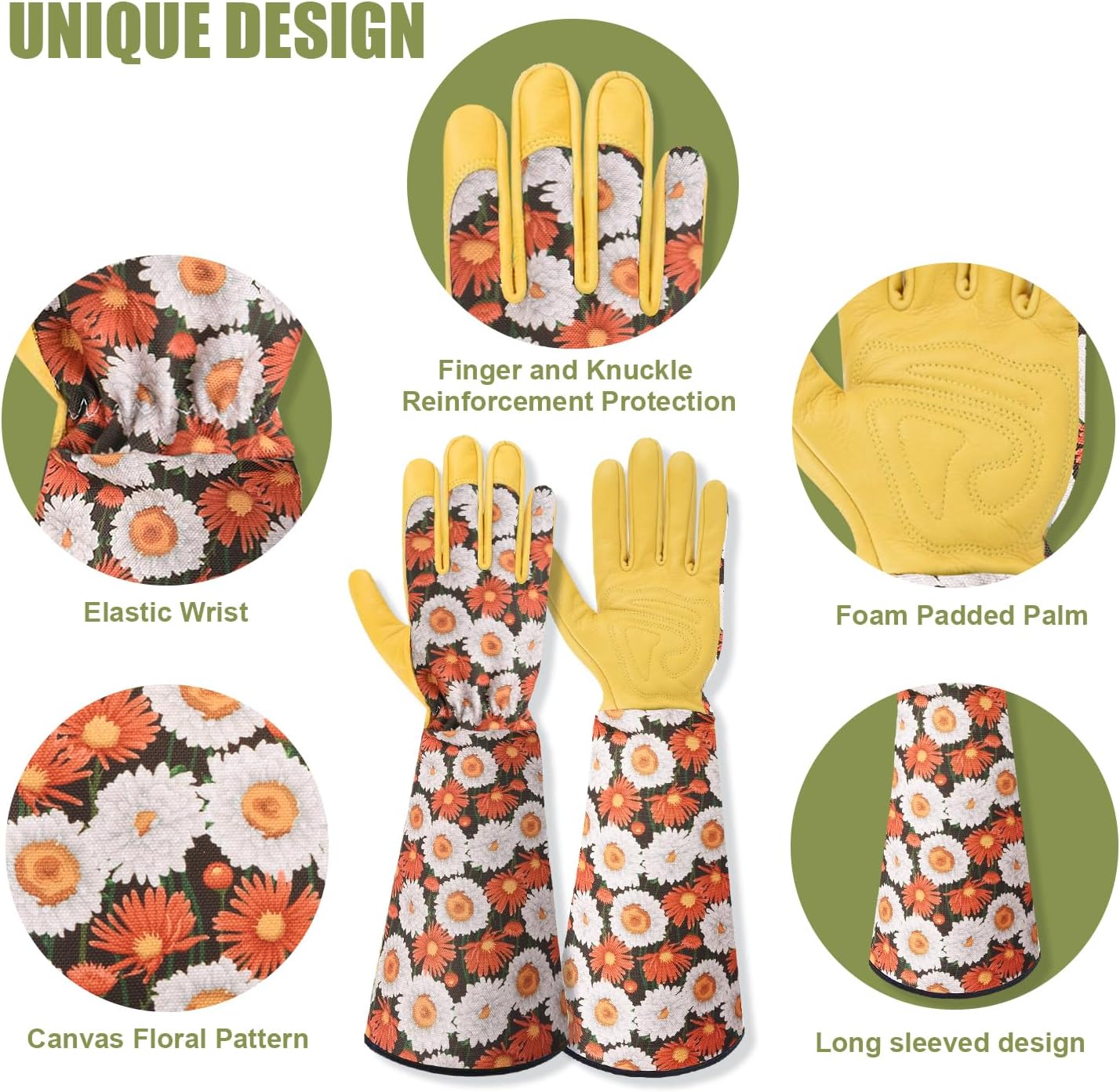Long Gardening Gloves for Women Thorn Proof,Rose Pruning Cowhide Leather Garden Glove for Cactus, Rose and Blackberry