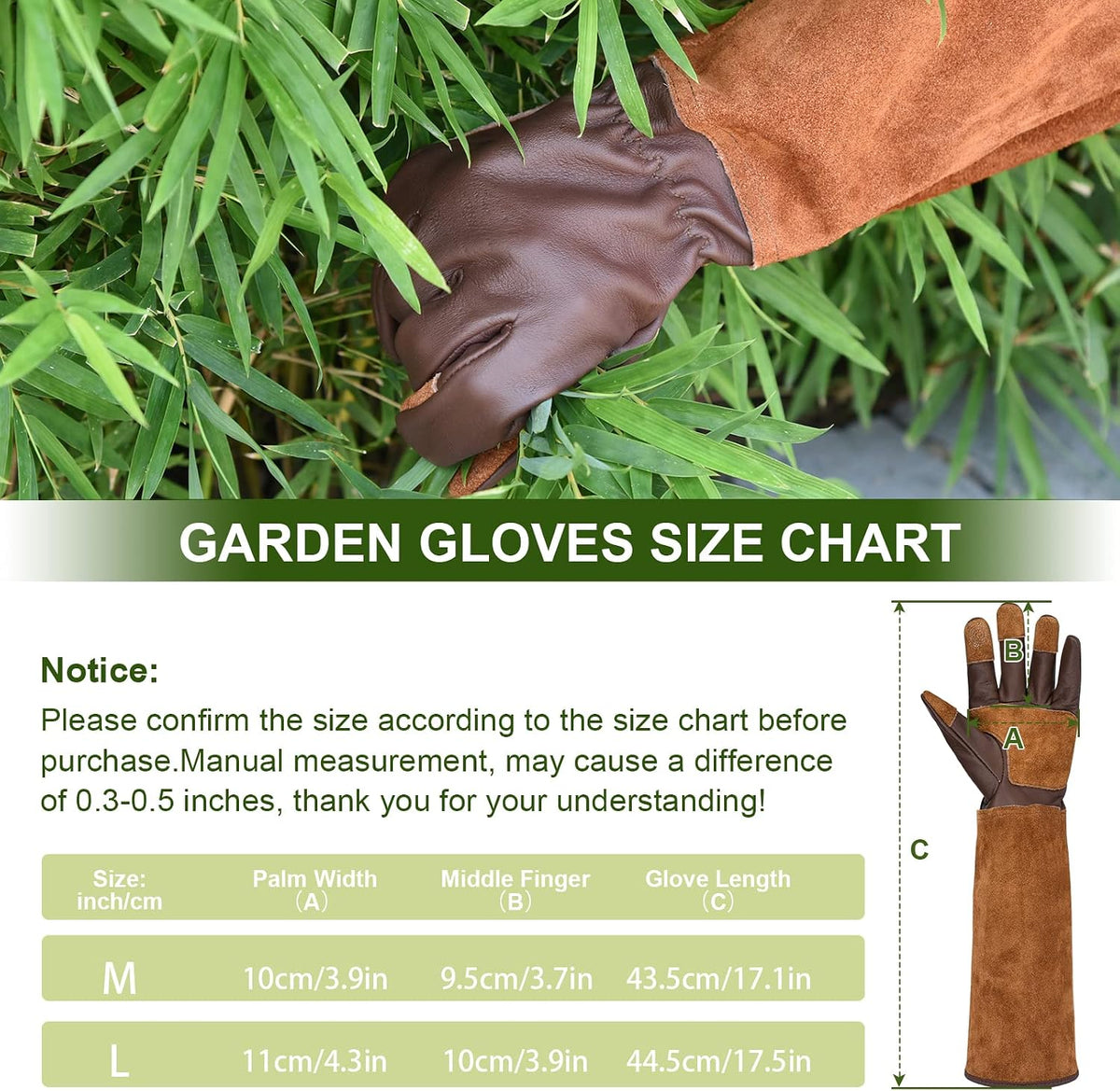 Long Gardening Gloves for Women Thorn Proof,Rose Pruning Cowhide Leather Garden Glove for Cactus, Rose and Blackberry